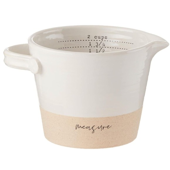 MUD PIE Home Farmhouse Stoneware Liquid Measuring Cup Ounces (OZ) and Cups (C) - Picture 5 of 6